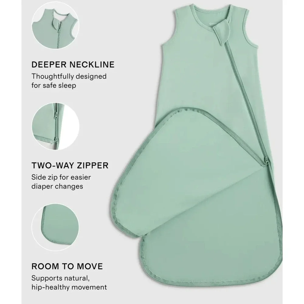 Quince M Sage Green Bamboo Sleep Bag Blanket Zip Up 1.0 TOG 6-8 Month All Season